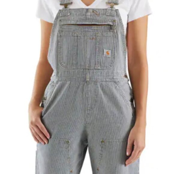 Carhartt Women's Railroad Stripe Overalls Size L (12-14) - Picture 1 of 9